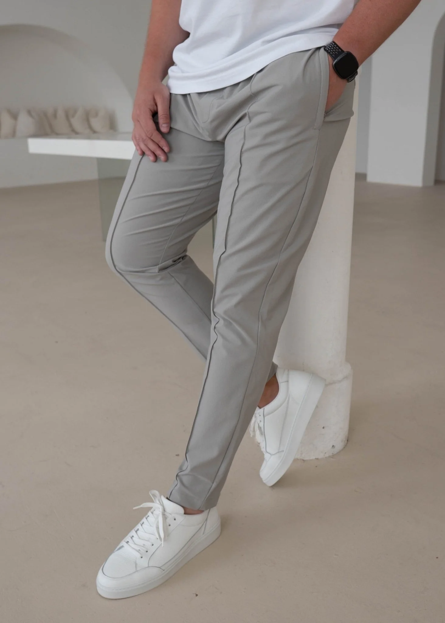 Smart Pleat Trouser In Stone - Image 4