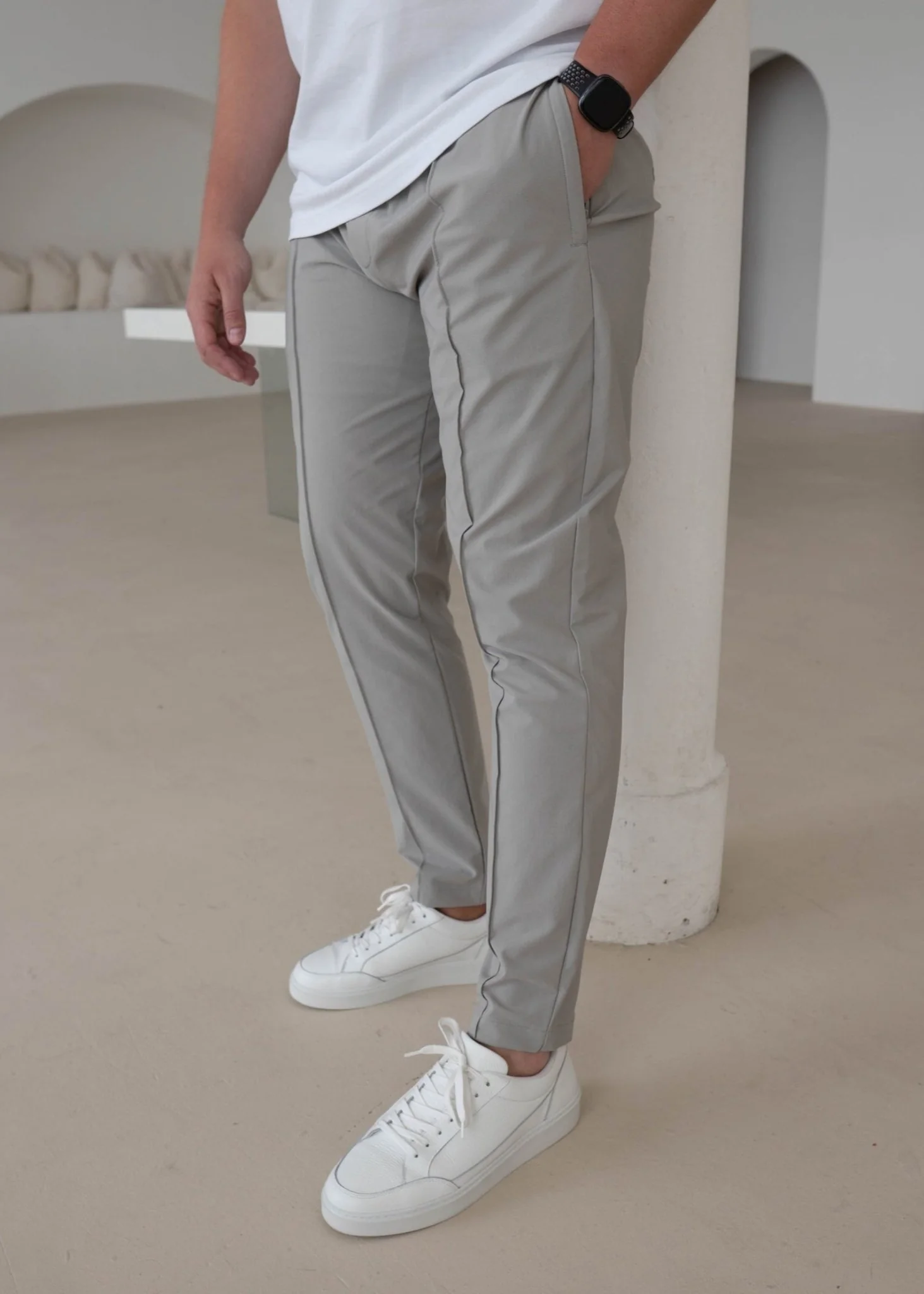 Smart Pleat Trouser In Stone - Image 5