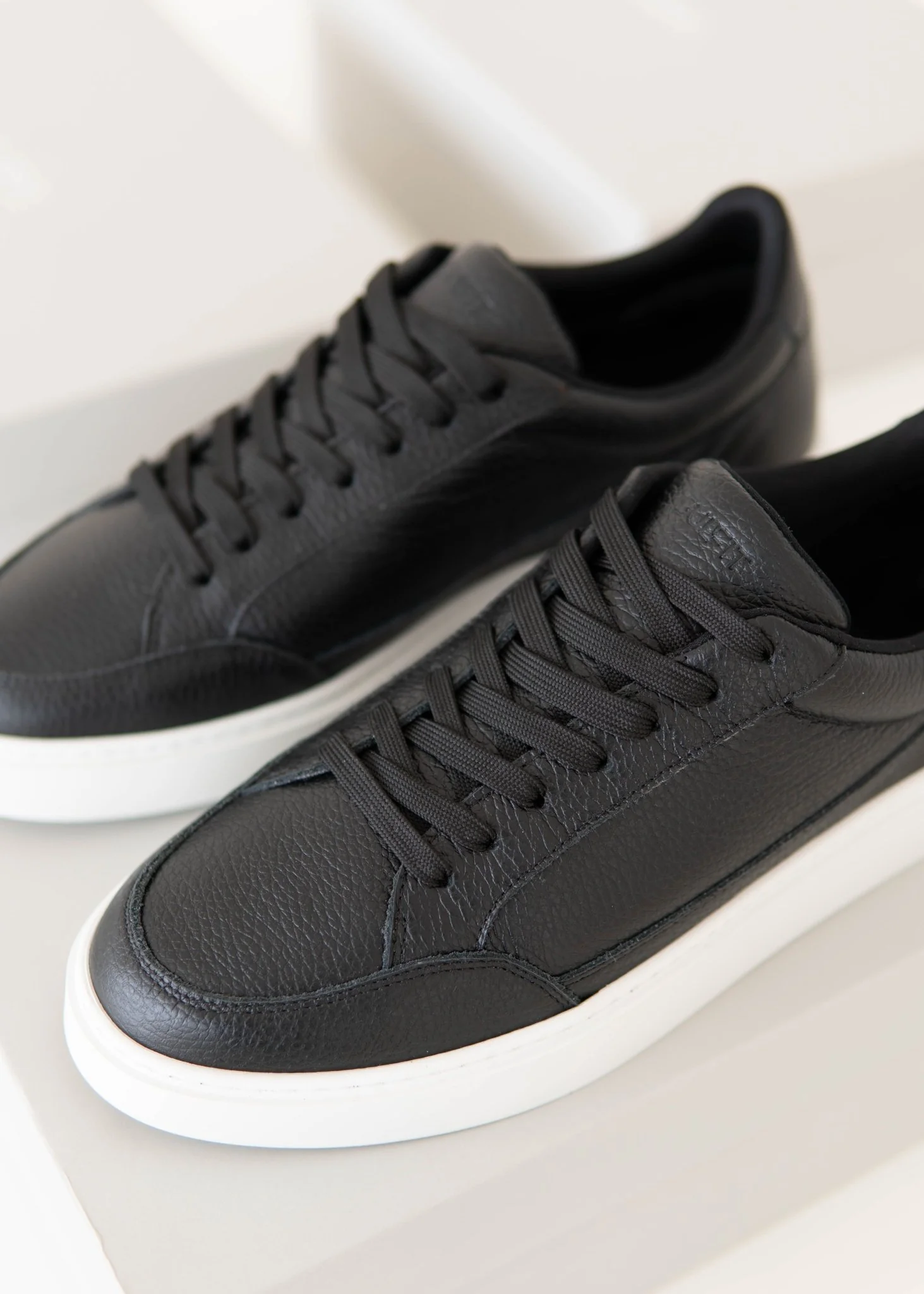 Premium Leather Trainer In Black/White - Image 13