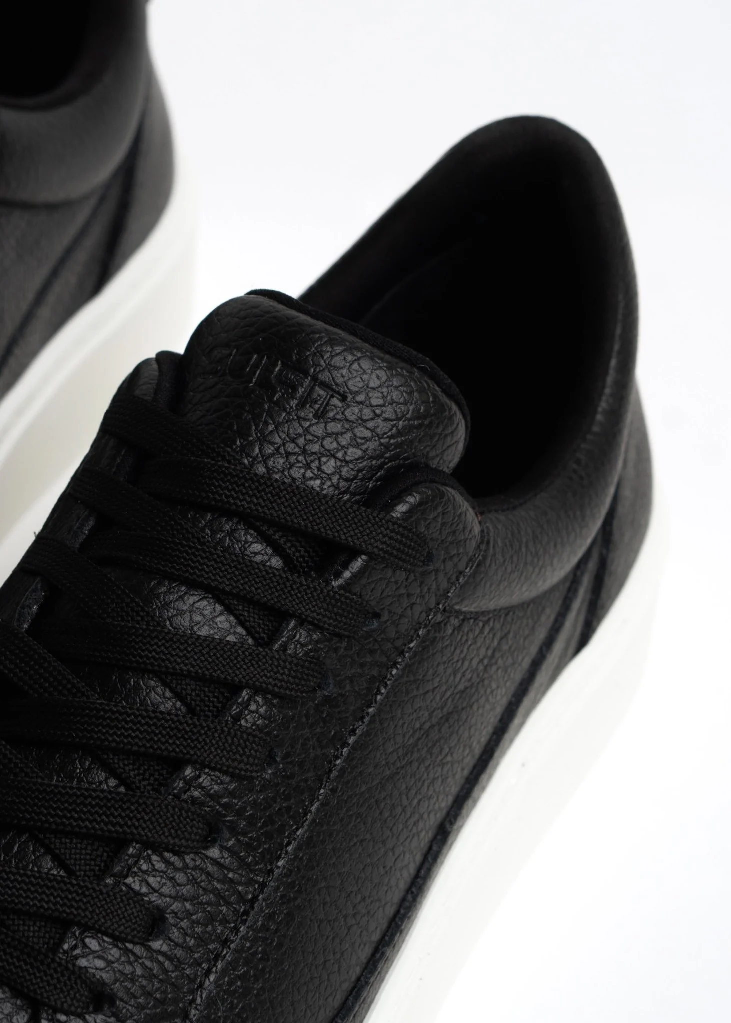 Premium Leather Trainer In Black/White - Image 3