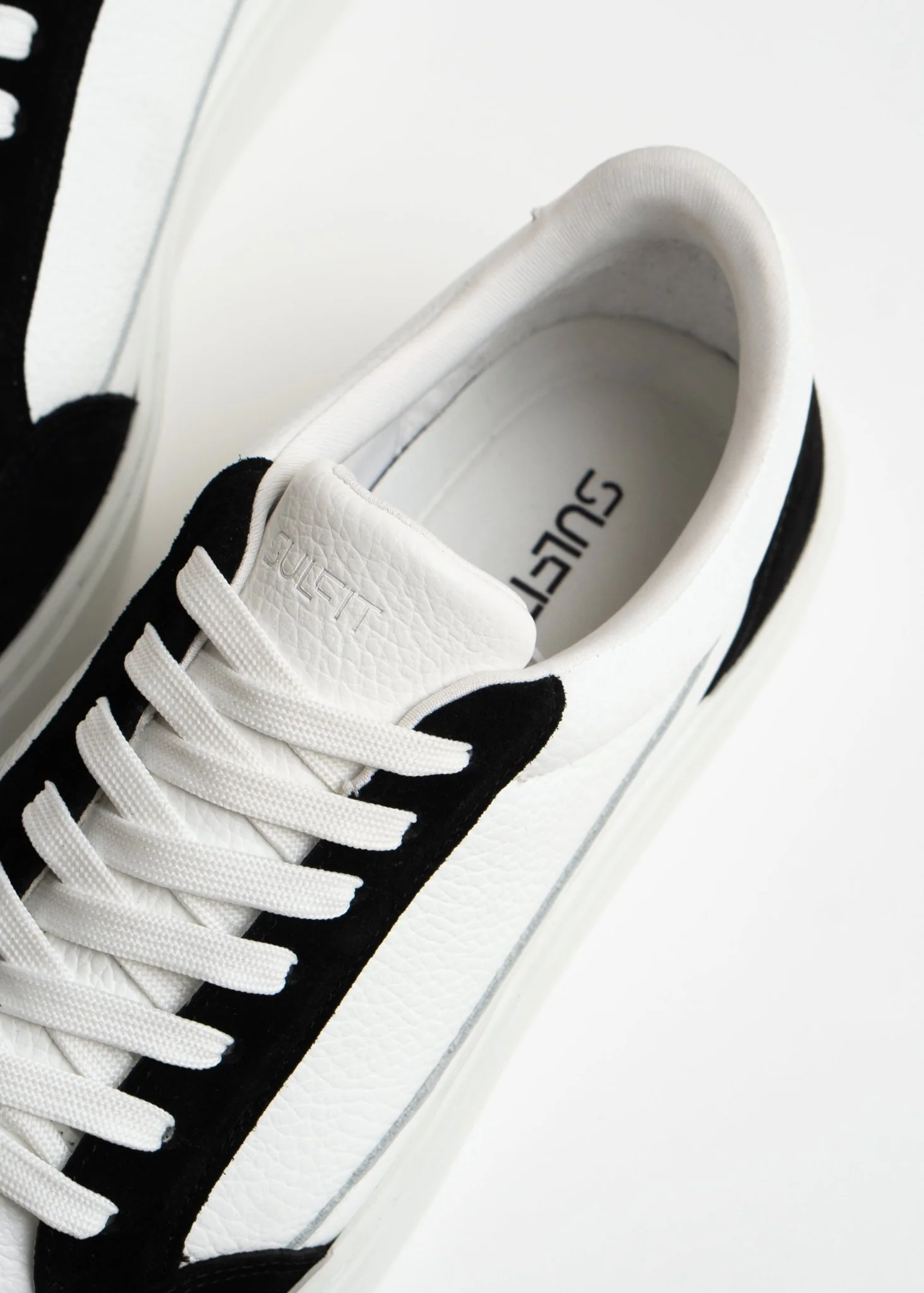 Premium Leather Trainer In White/Black Suede - Image 3