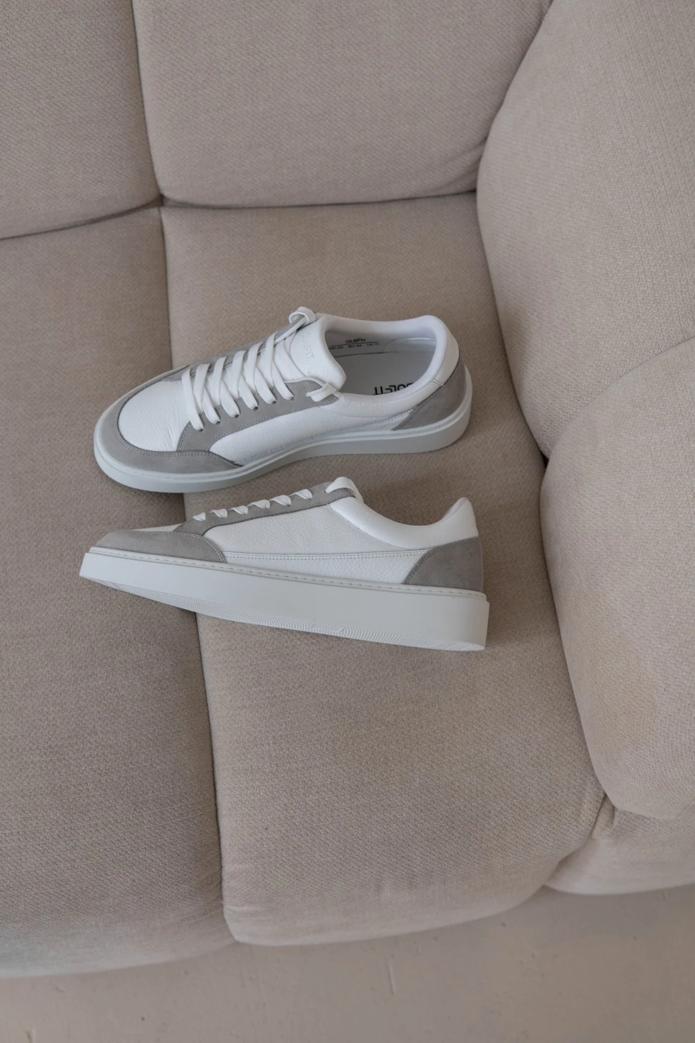 Premium Leather Trainer In White/Grey - Image 14