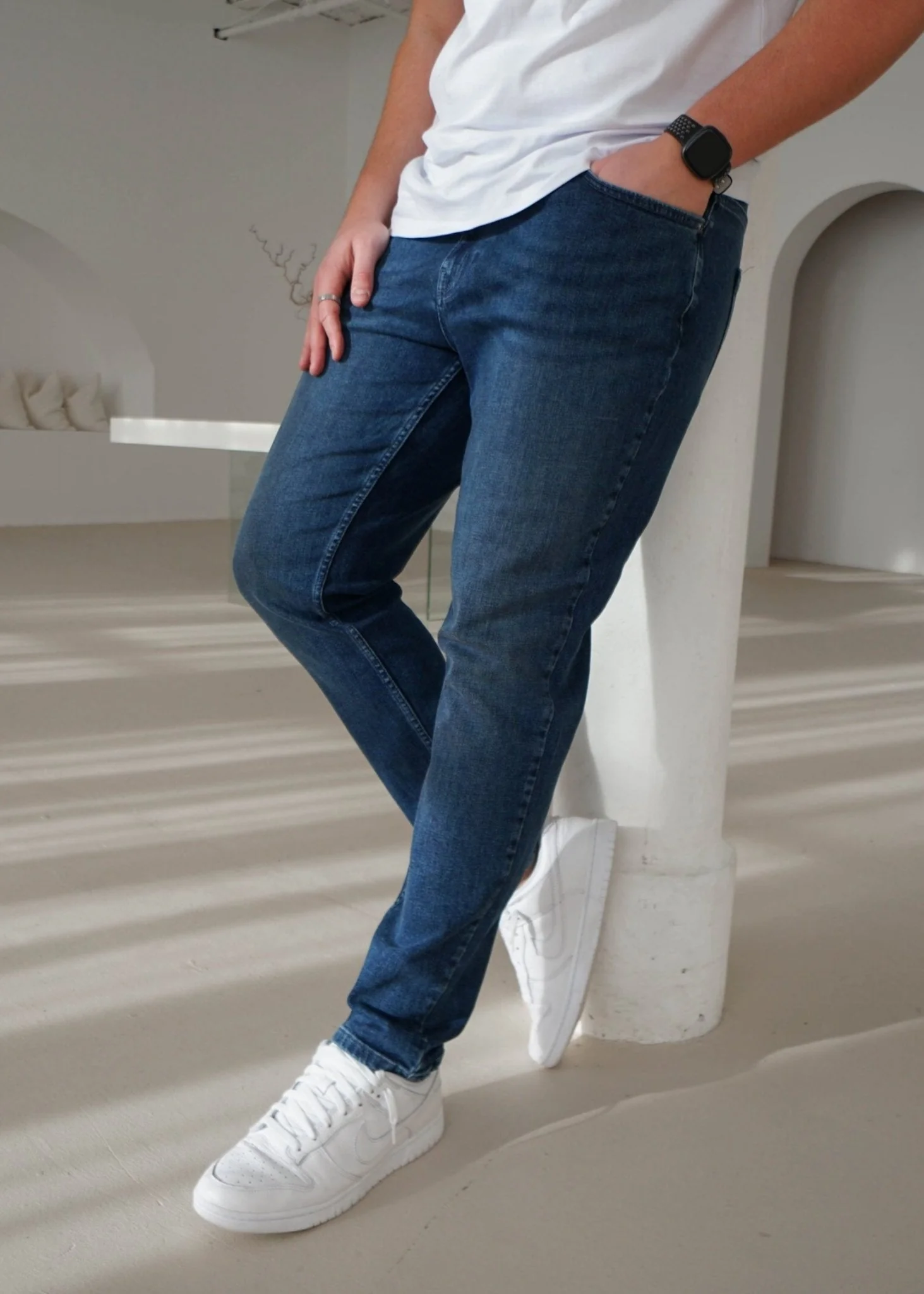 Relaxed Tapered Jeans In Mid Blue - Image 7