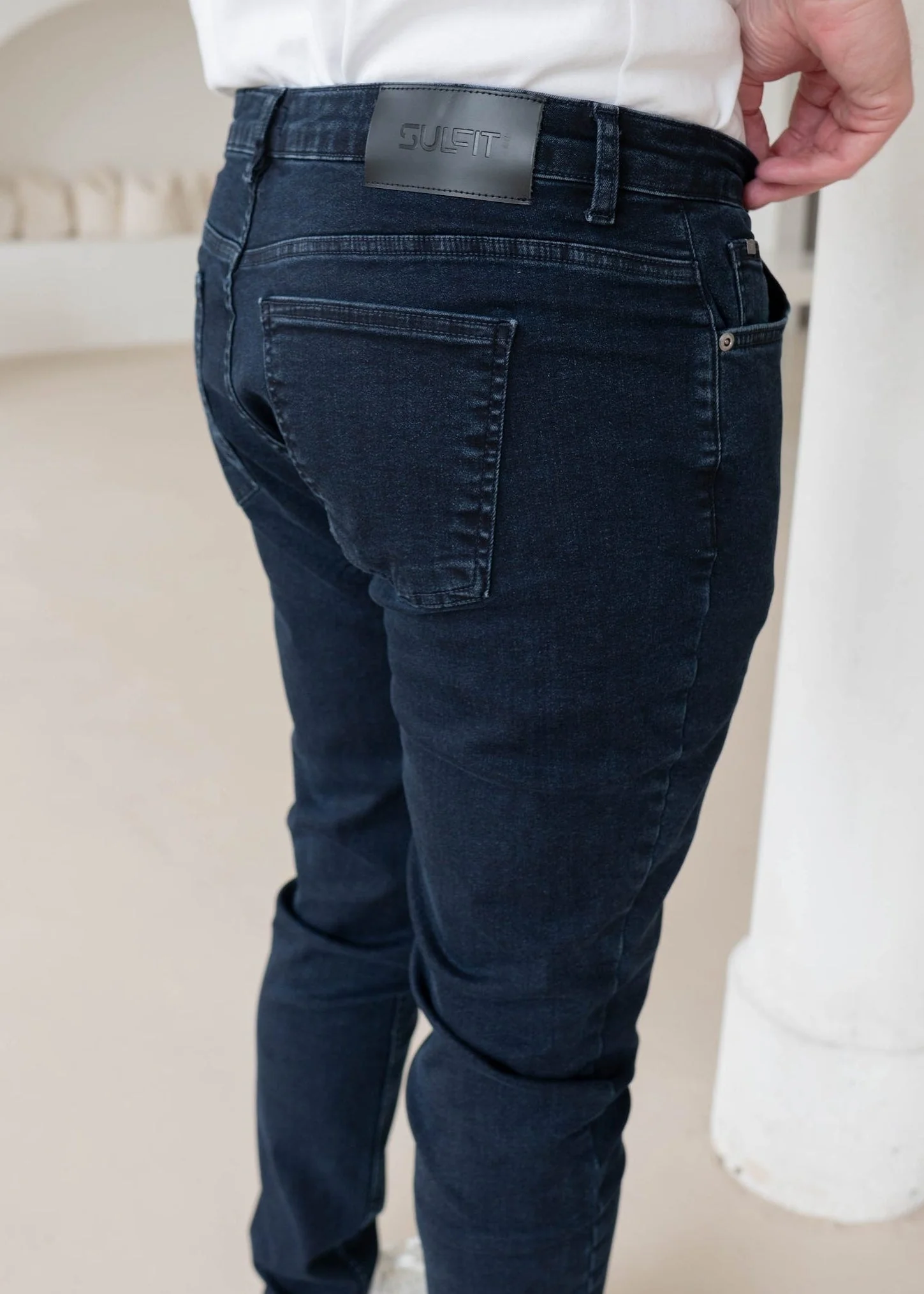 Slim Comfort Jeans In Navy Blue - Image 3
