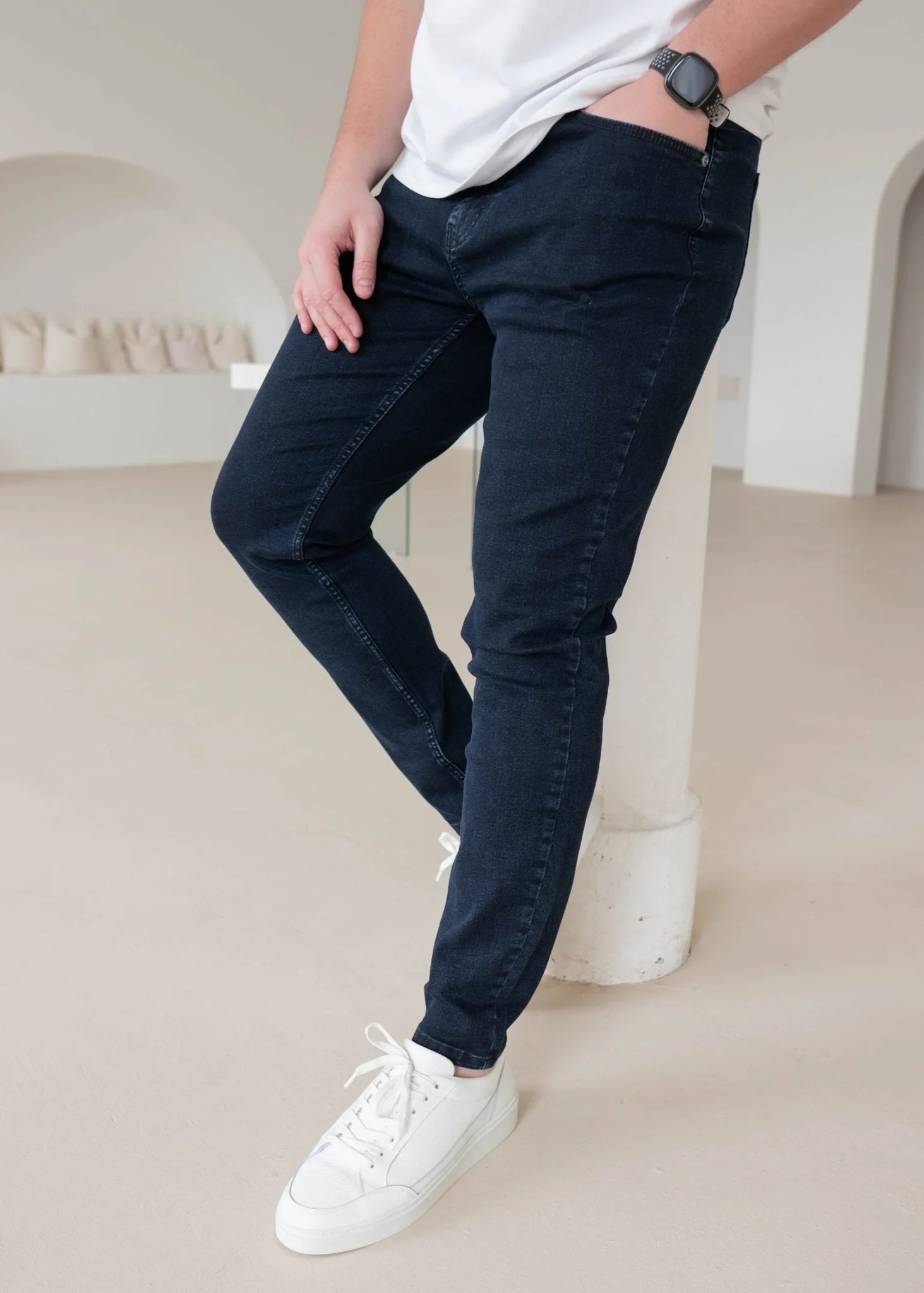 Slim Comfort Jeans In Navy Blue - Image 4