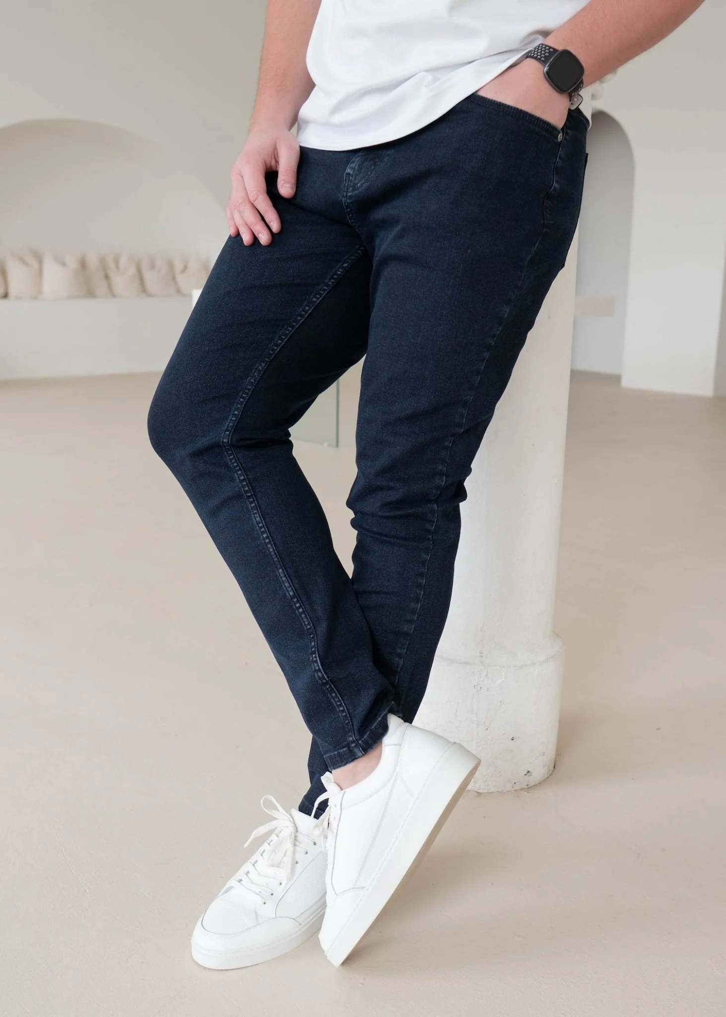 Slim Comfort Jeans In Navy Blue - Image 6