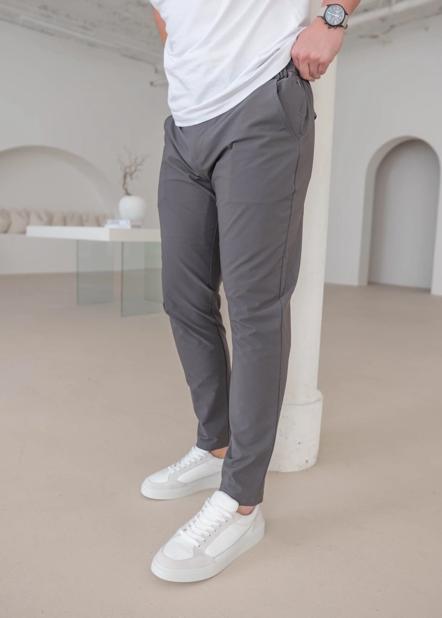 Smart Stretch Trouser In Light Grey - Image 12